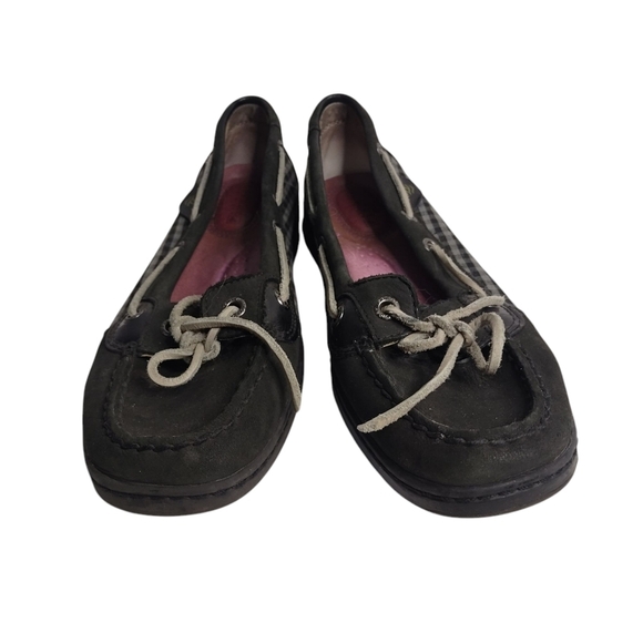 Sperry Top Sider Women's Black Gray Gingham Angelfish Boat Shoes Size 8M - Picture 3 of 7